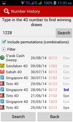 Live 4D Results android App screenshot 5